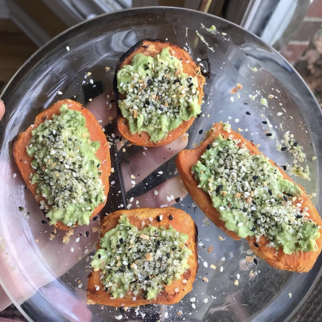 avocado on sweet potato